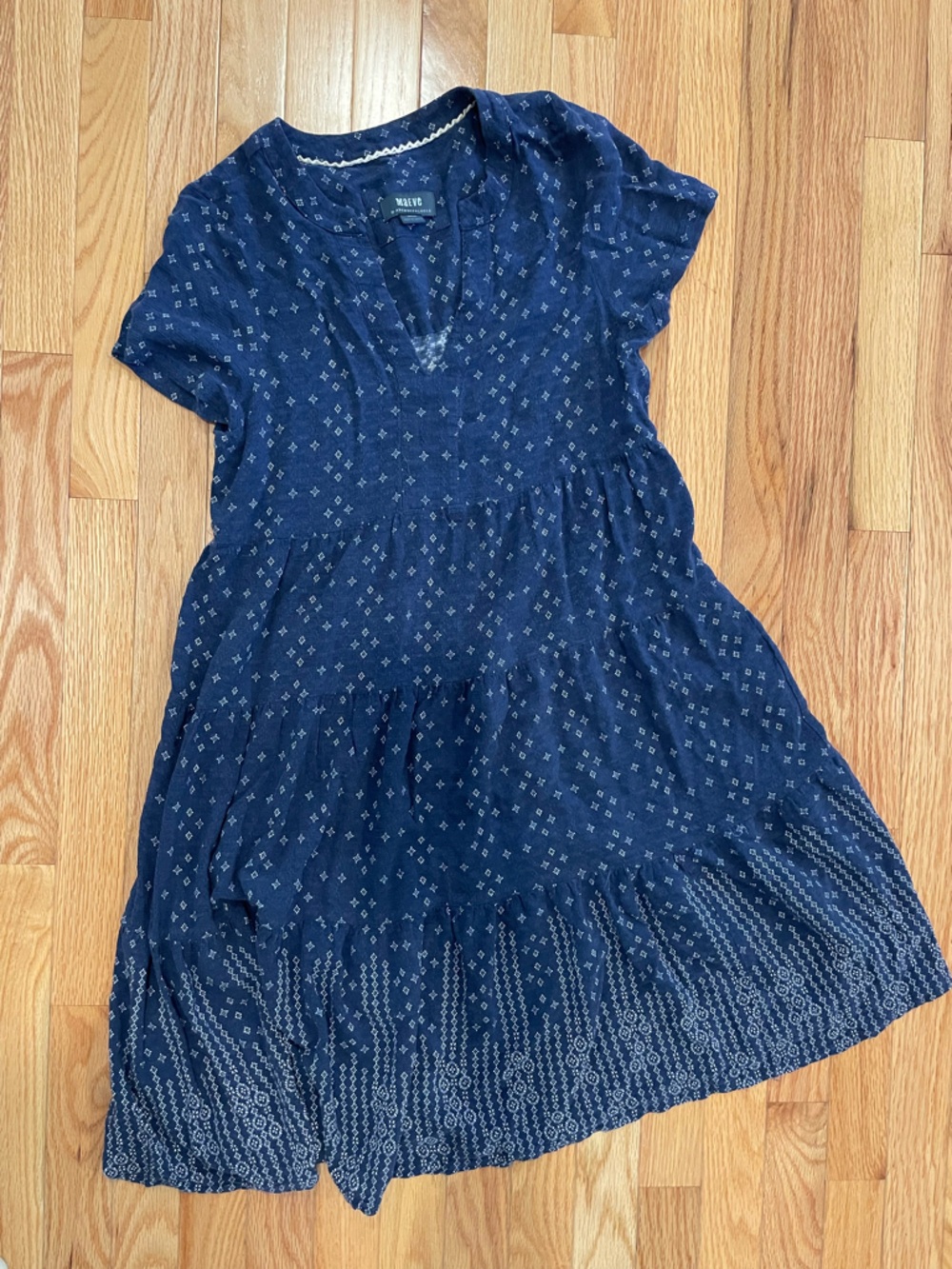 Anthropologie Maeve Navy Printed Blouse